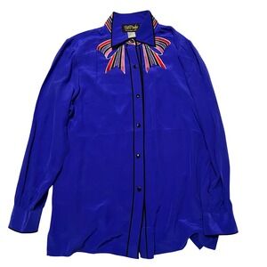 Vintage Bob Mackie Wearable Art Silk Size MEDIUM Royal Blue Embroidered